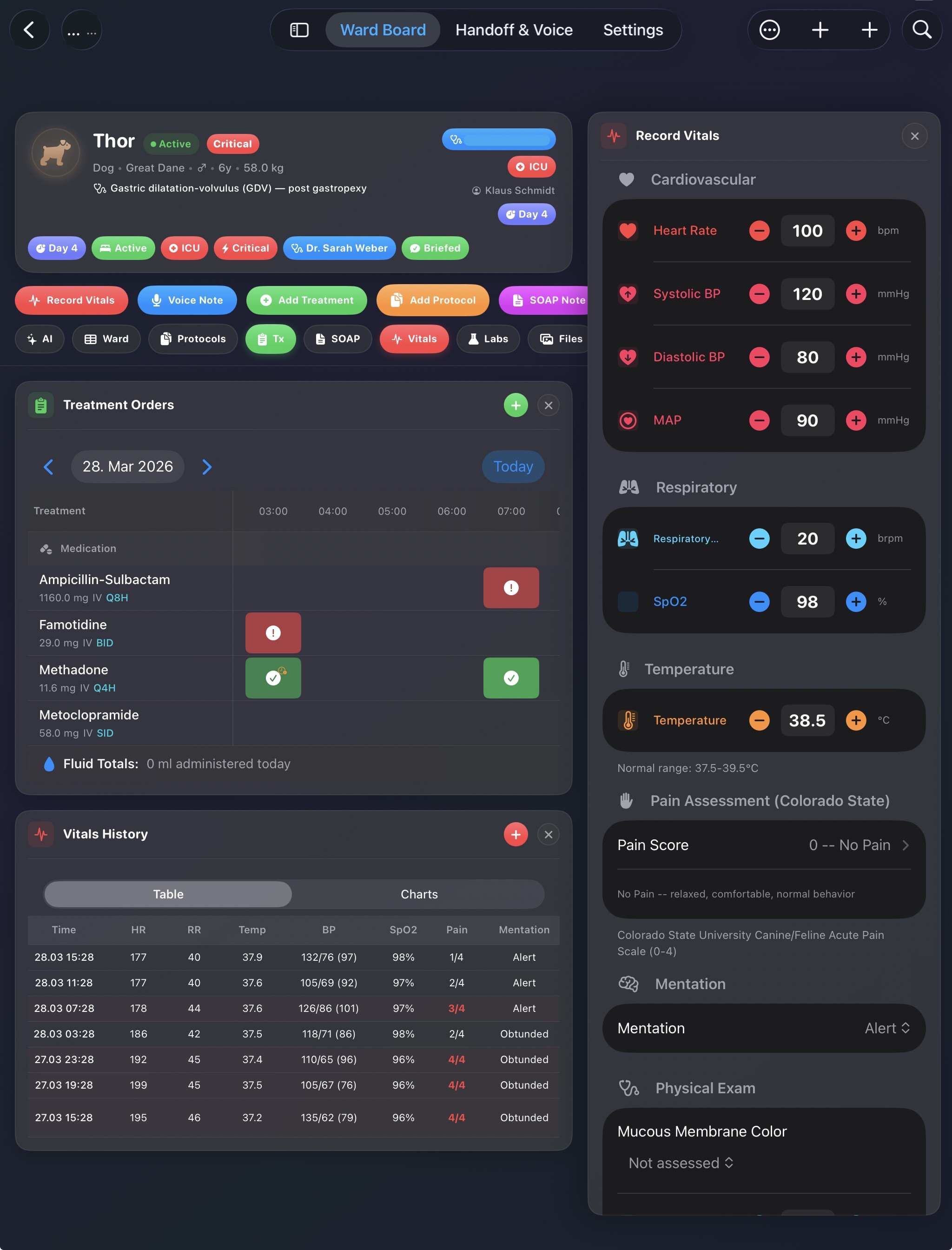 ARCAI Station: Inpatient ward management with treatment grid and patient status board